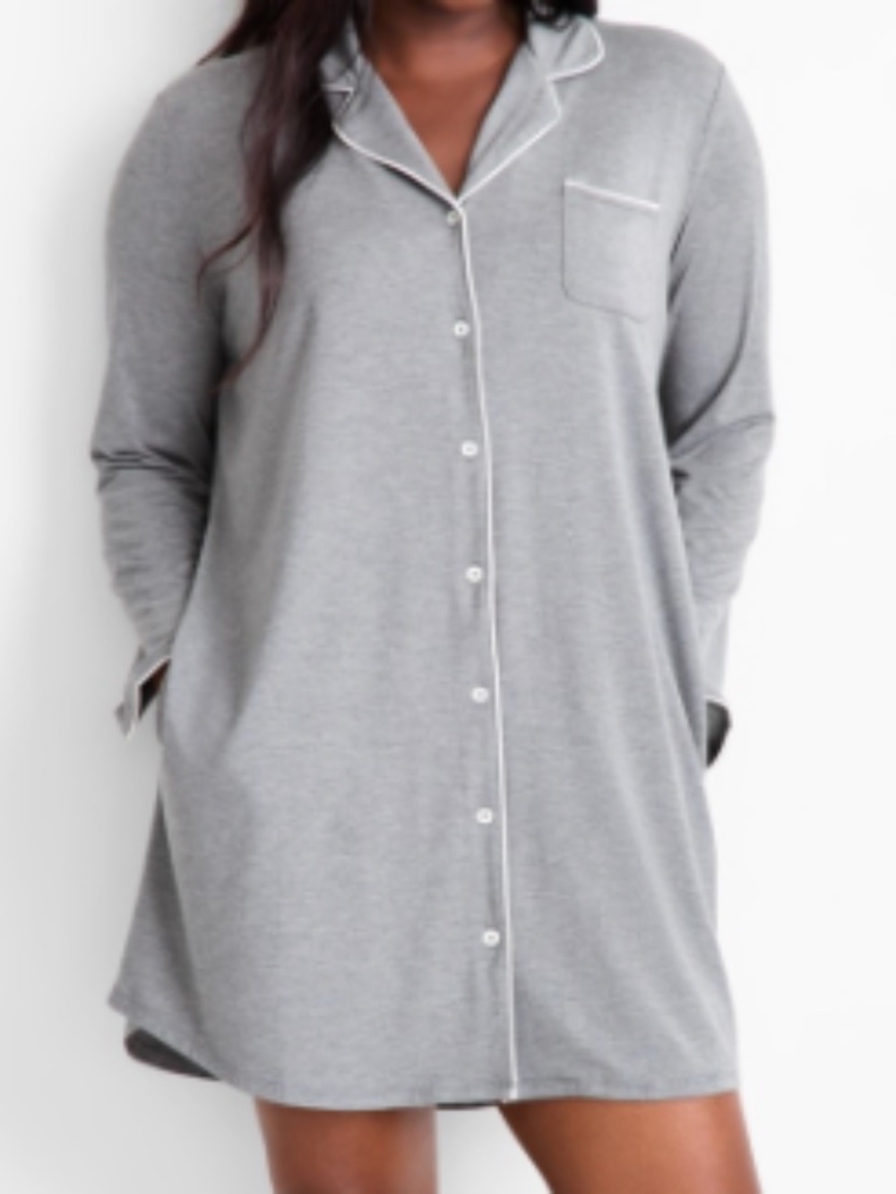 State of Day Women's Notch Collar Sleepshirt Pewter Heather